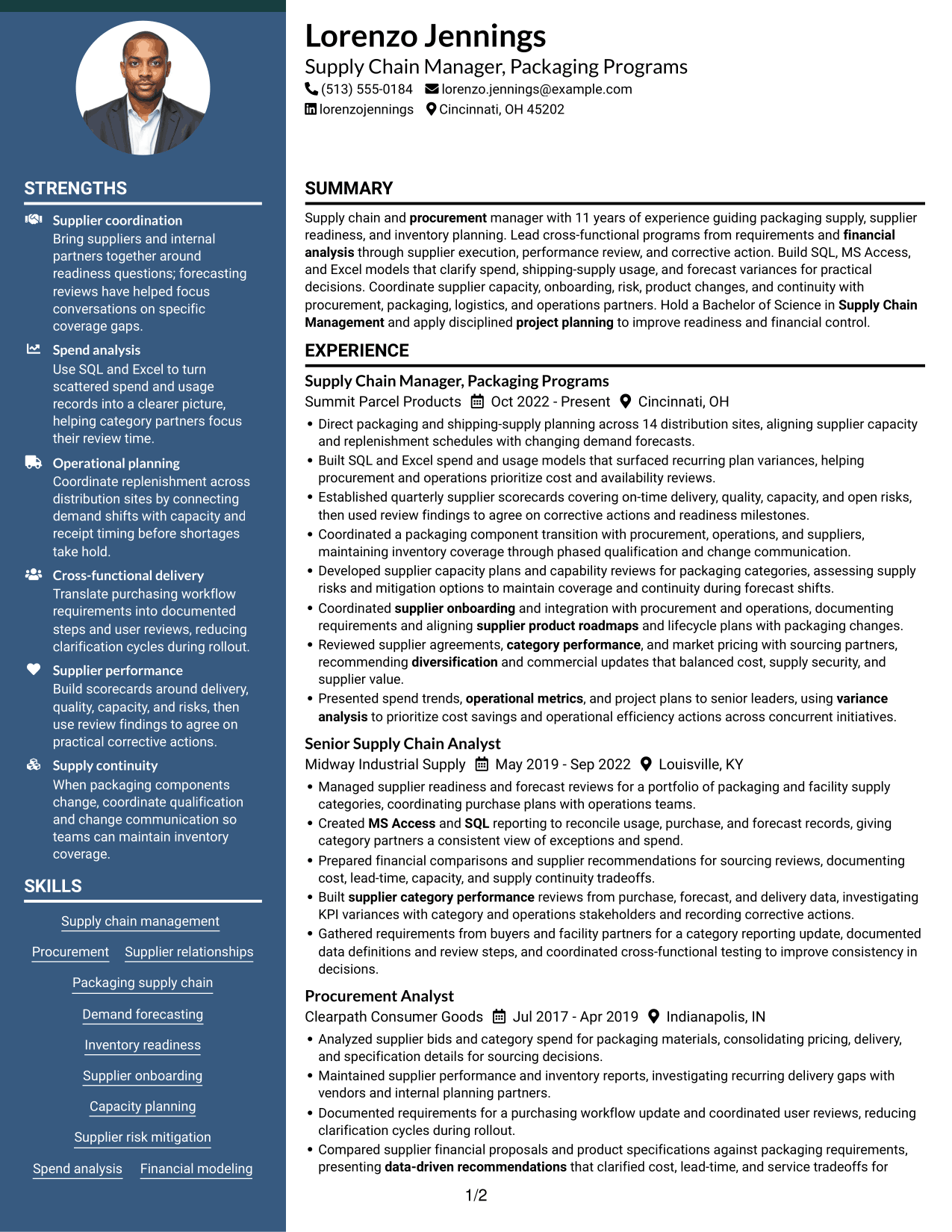 Resume example — page 1