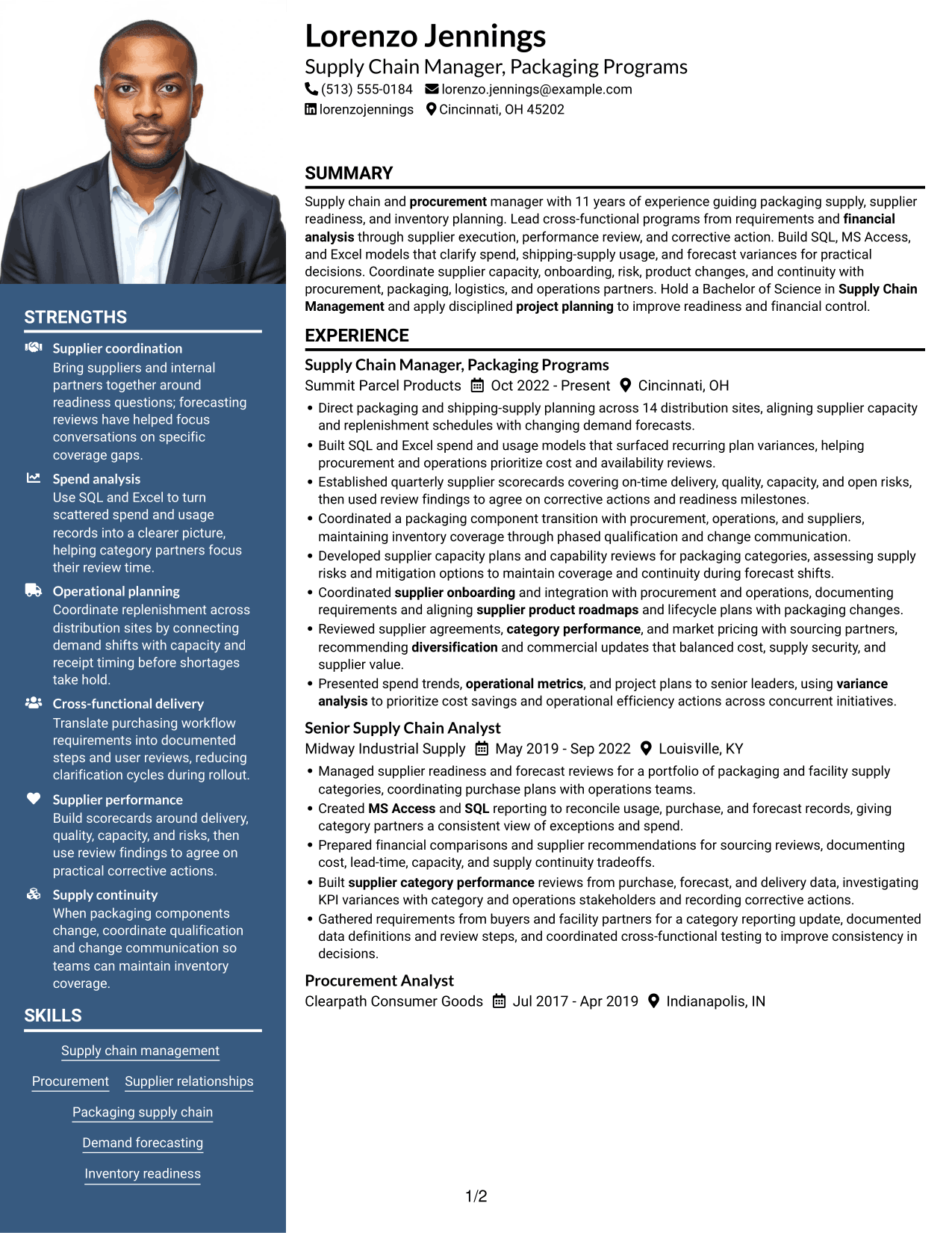 Resume example — page 1