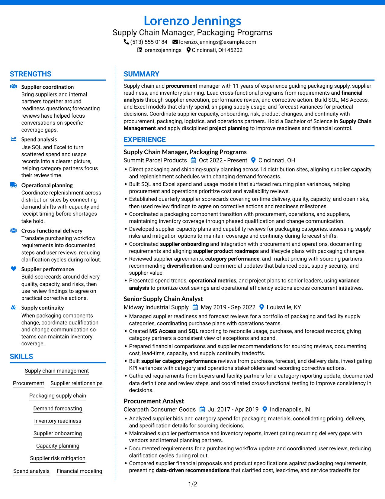 Resume example — page 1