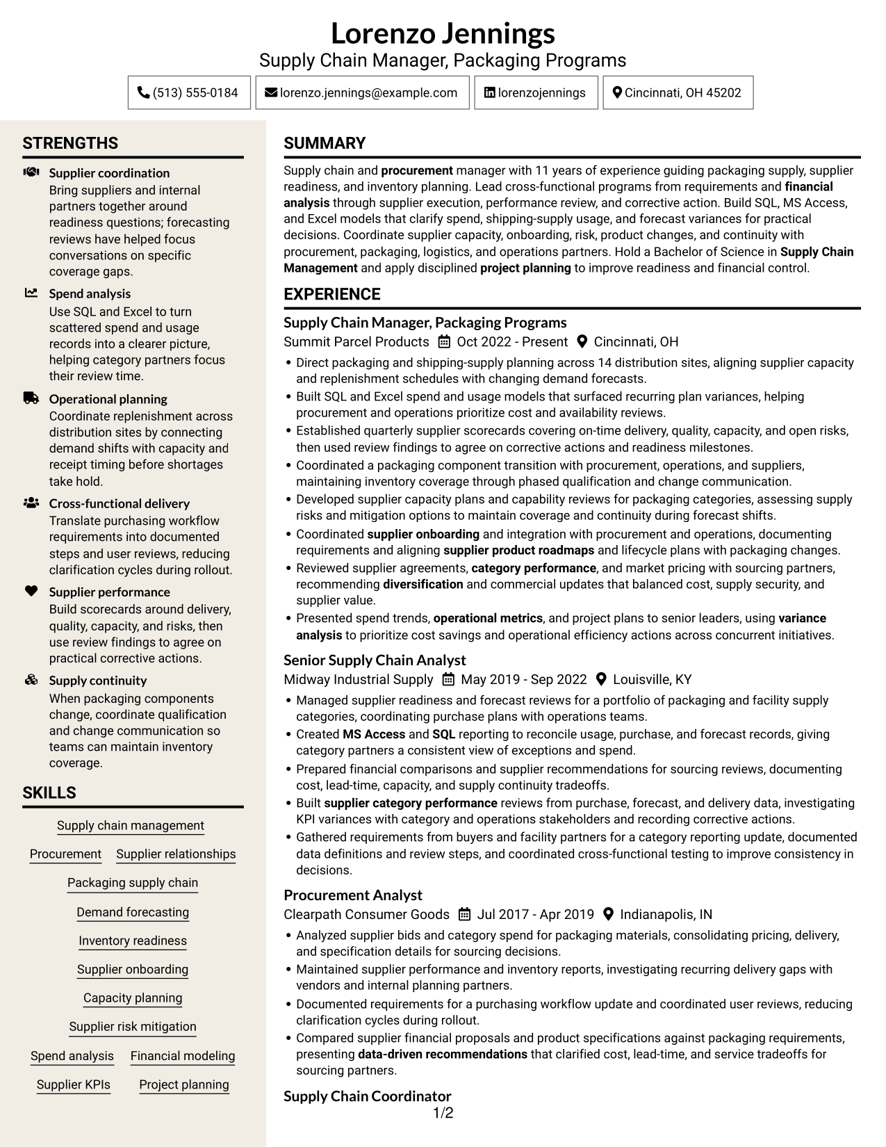 Resume example — page 1