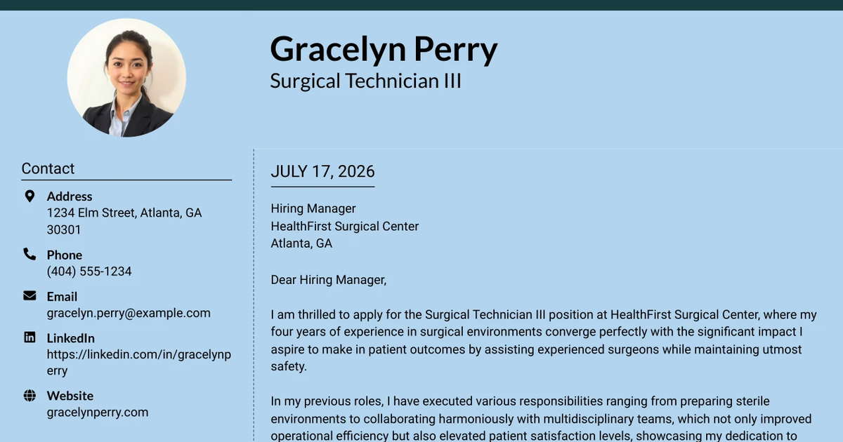 30+ Surgical Technician III Cover Letter Templates with Example 2026