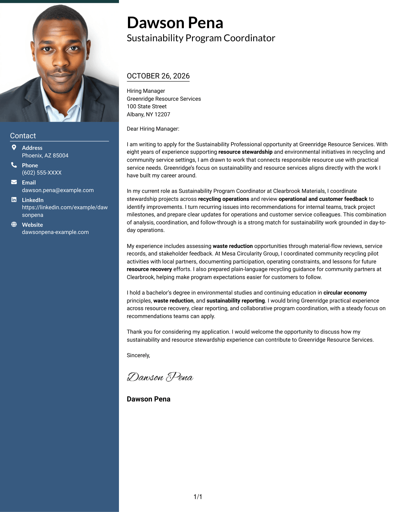 Cover letter example — page 1
