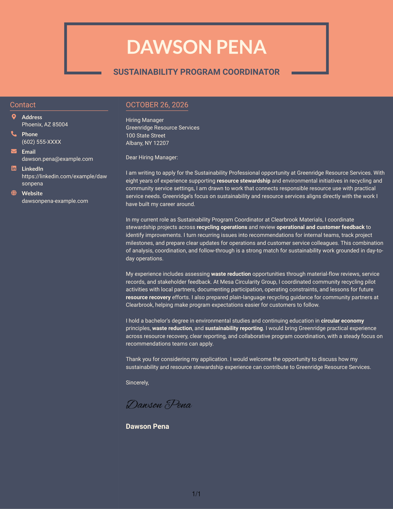 Cover letter example — page 1