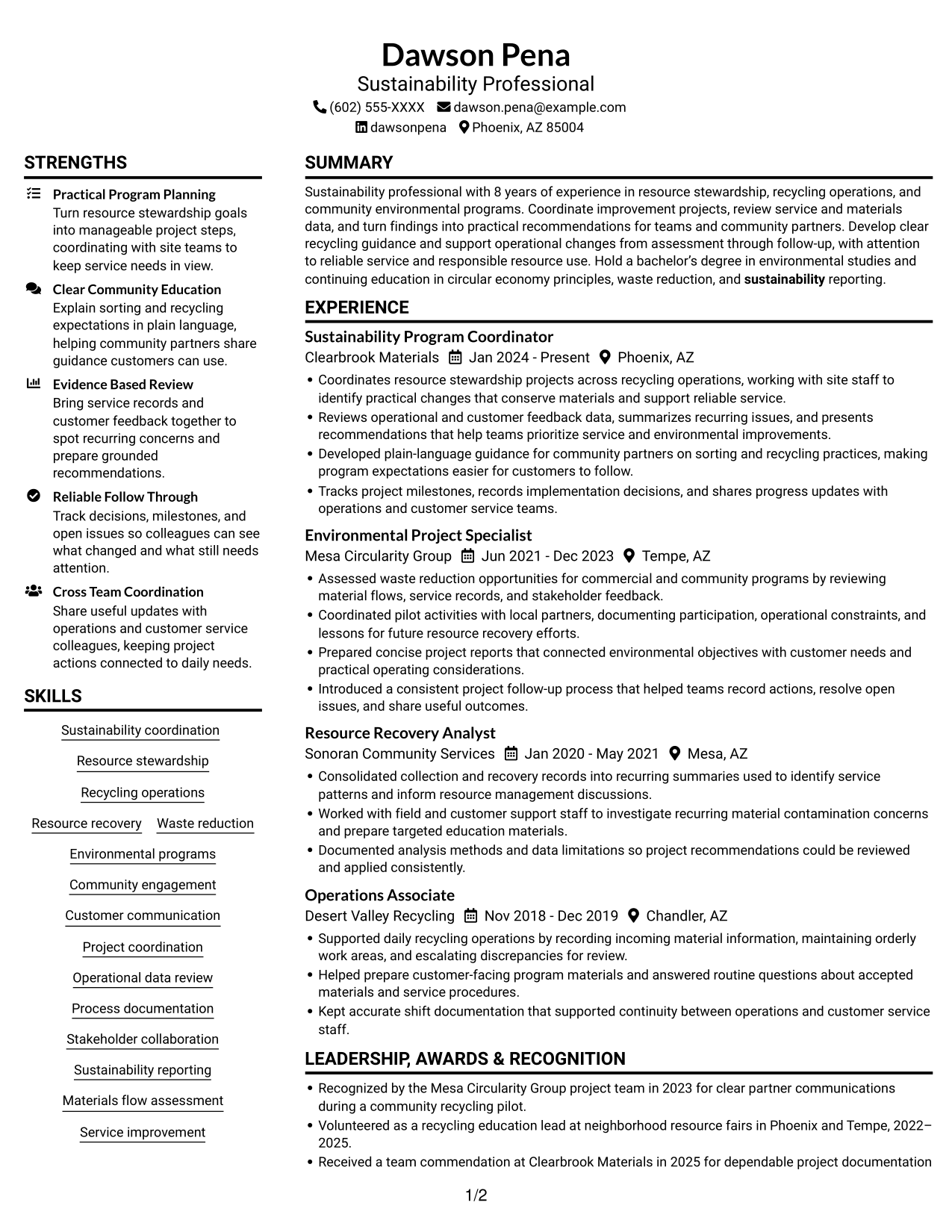 Resume example — page 1