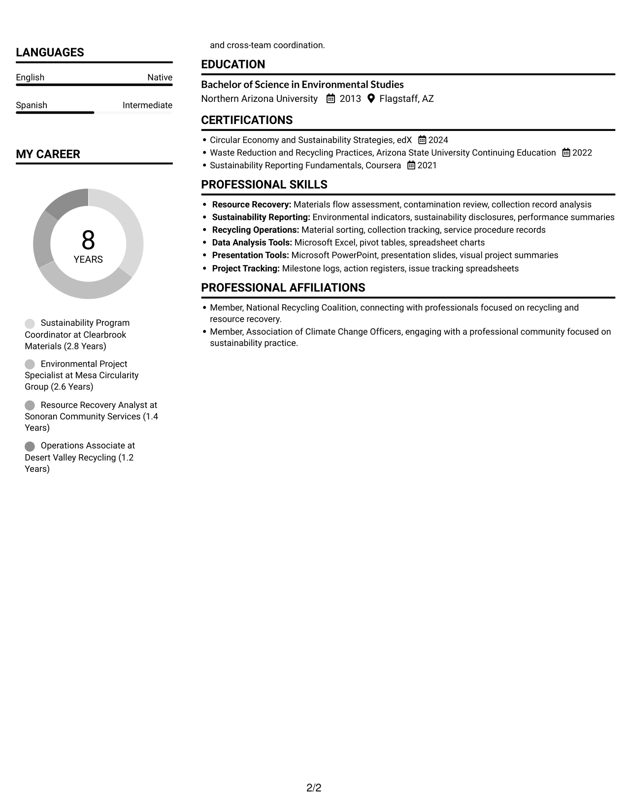 Resume example — page 2