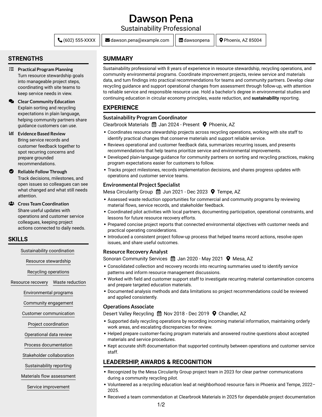 Resume example — page 1