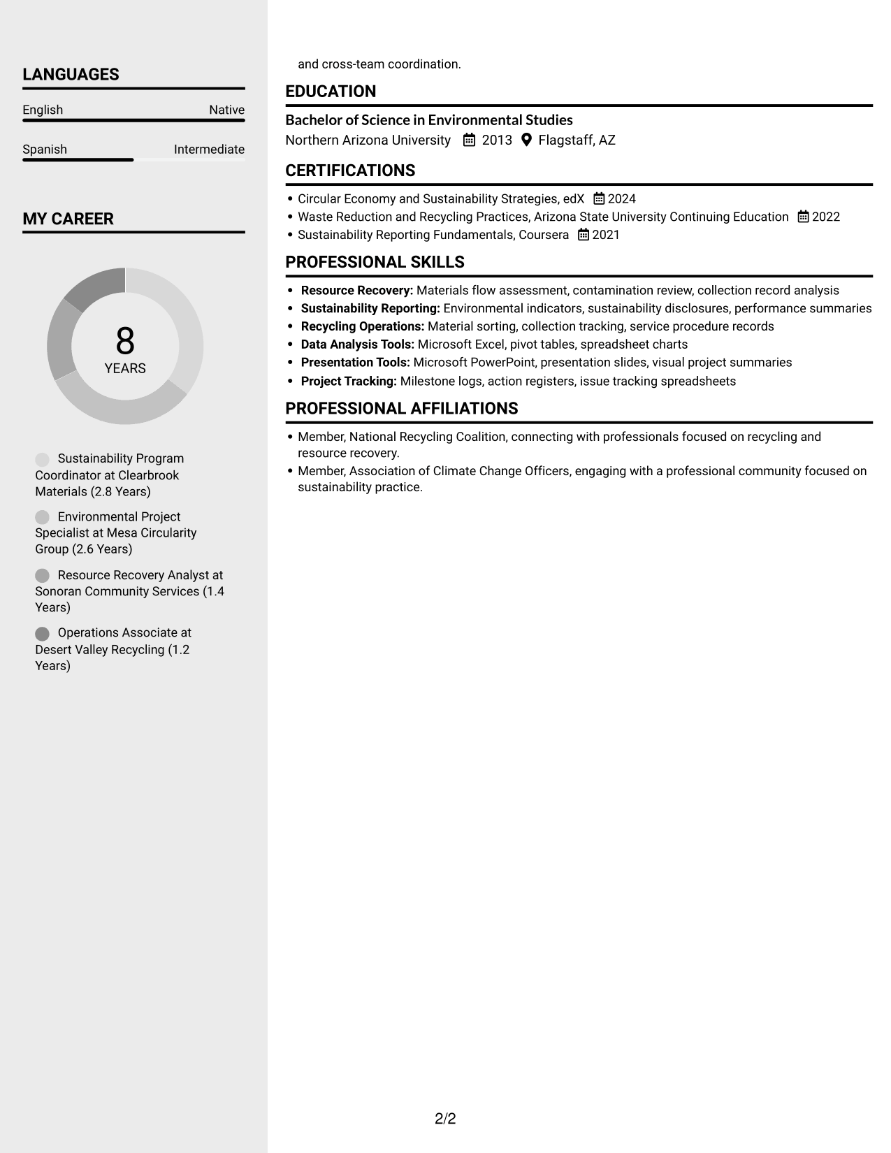Resume example — page 2