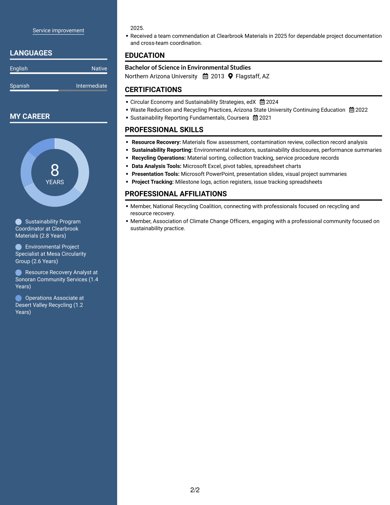Resume example — page 2
