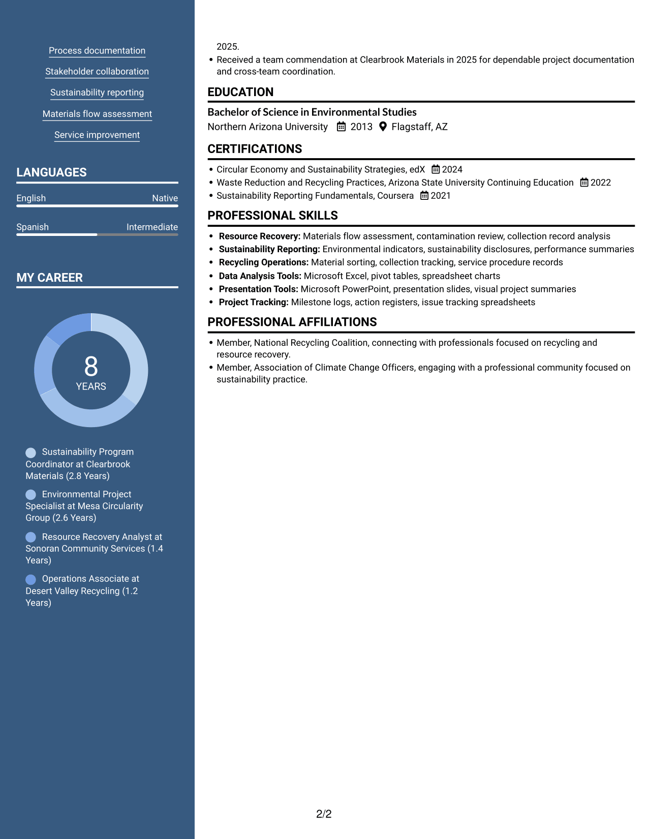 Resume example — page 2