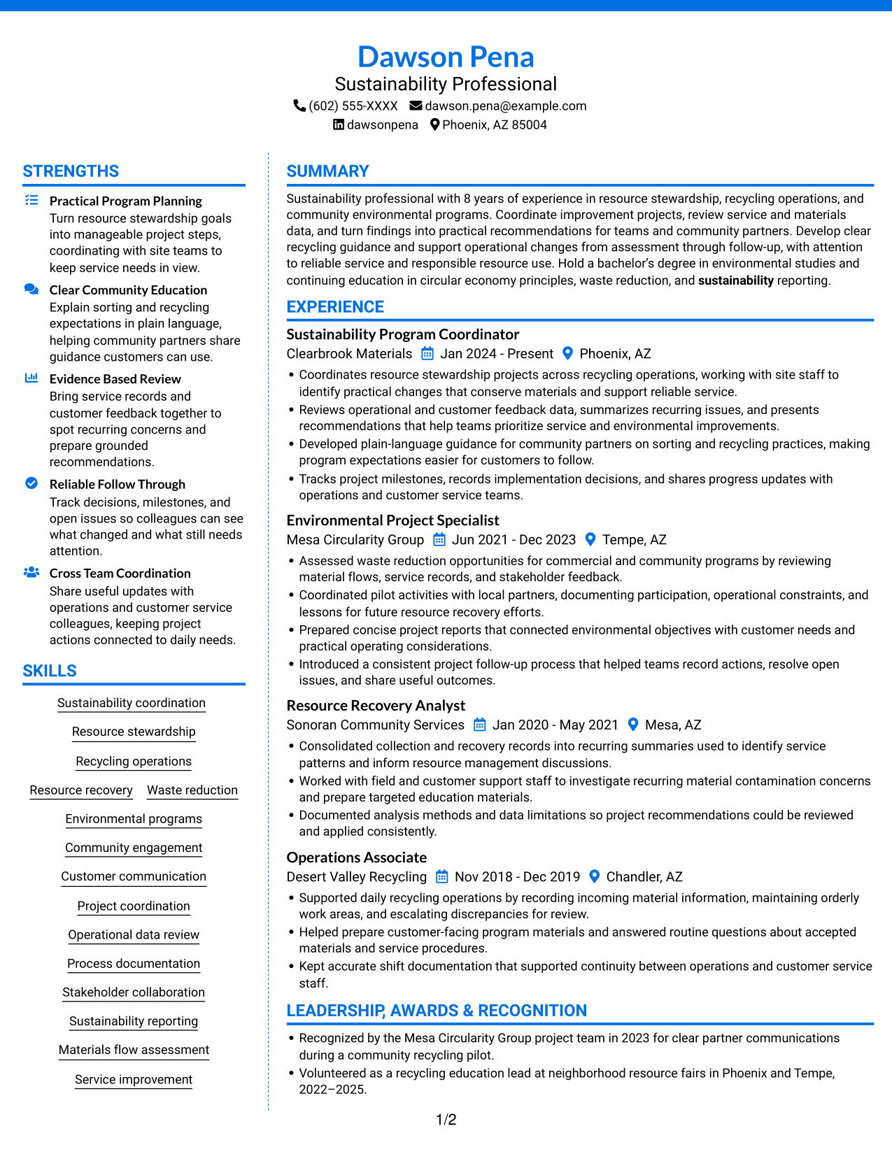 Resume example — page 1