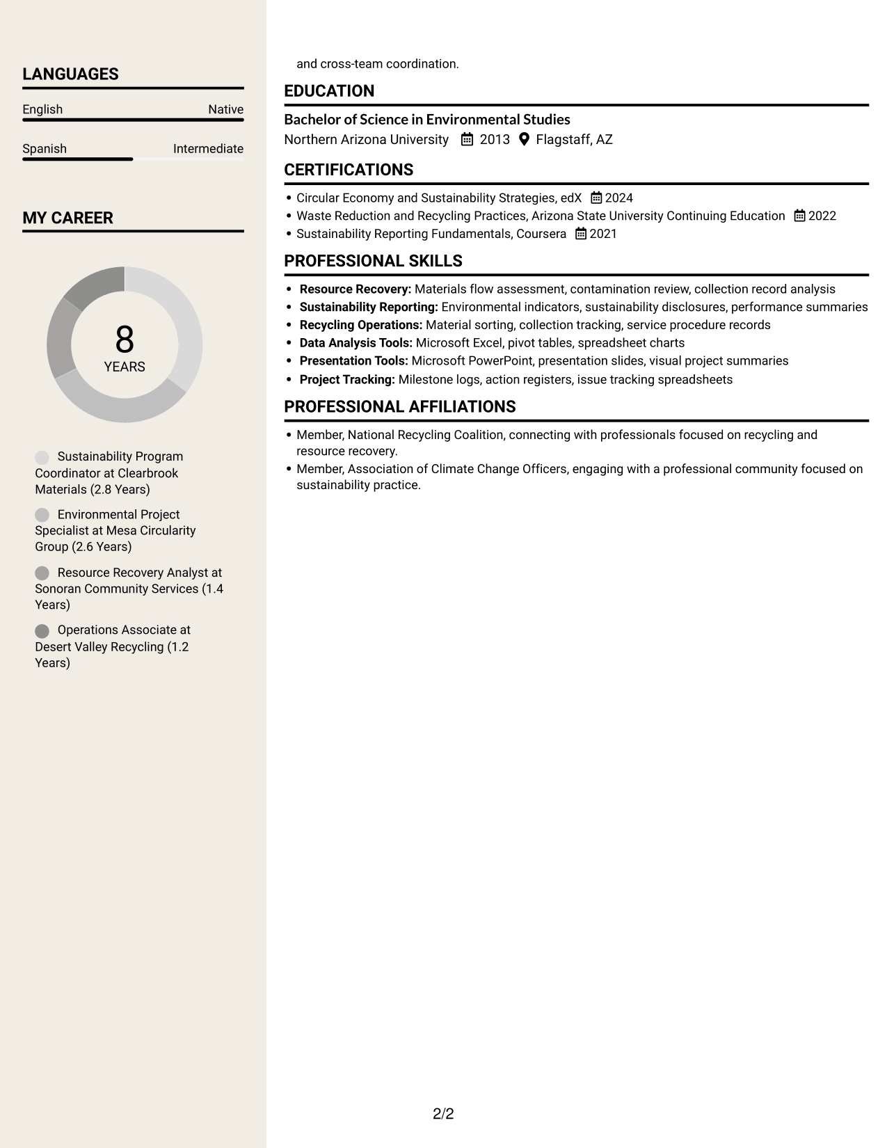 Resume example — page 2