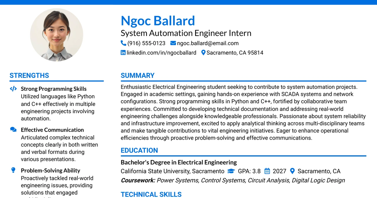 33 System Automation Engineer Intern Resume Templates with Example 2026 (ATS-Optimized)