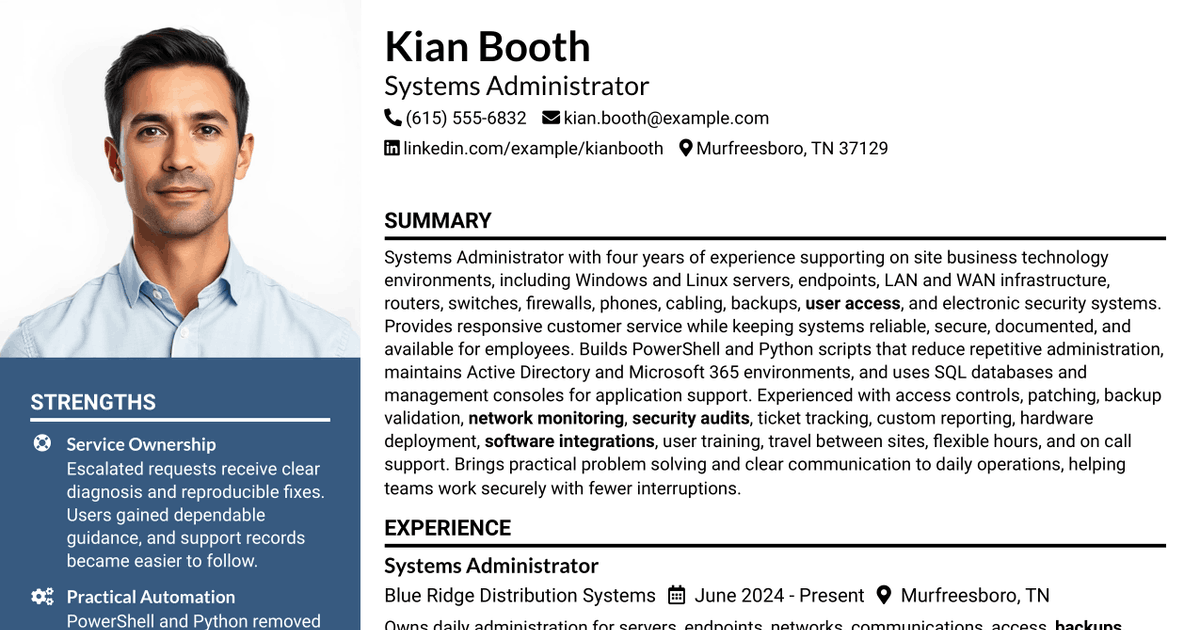 7 Systems Administrator Resume Templates with Example