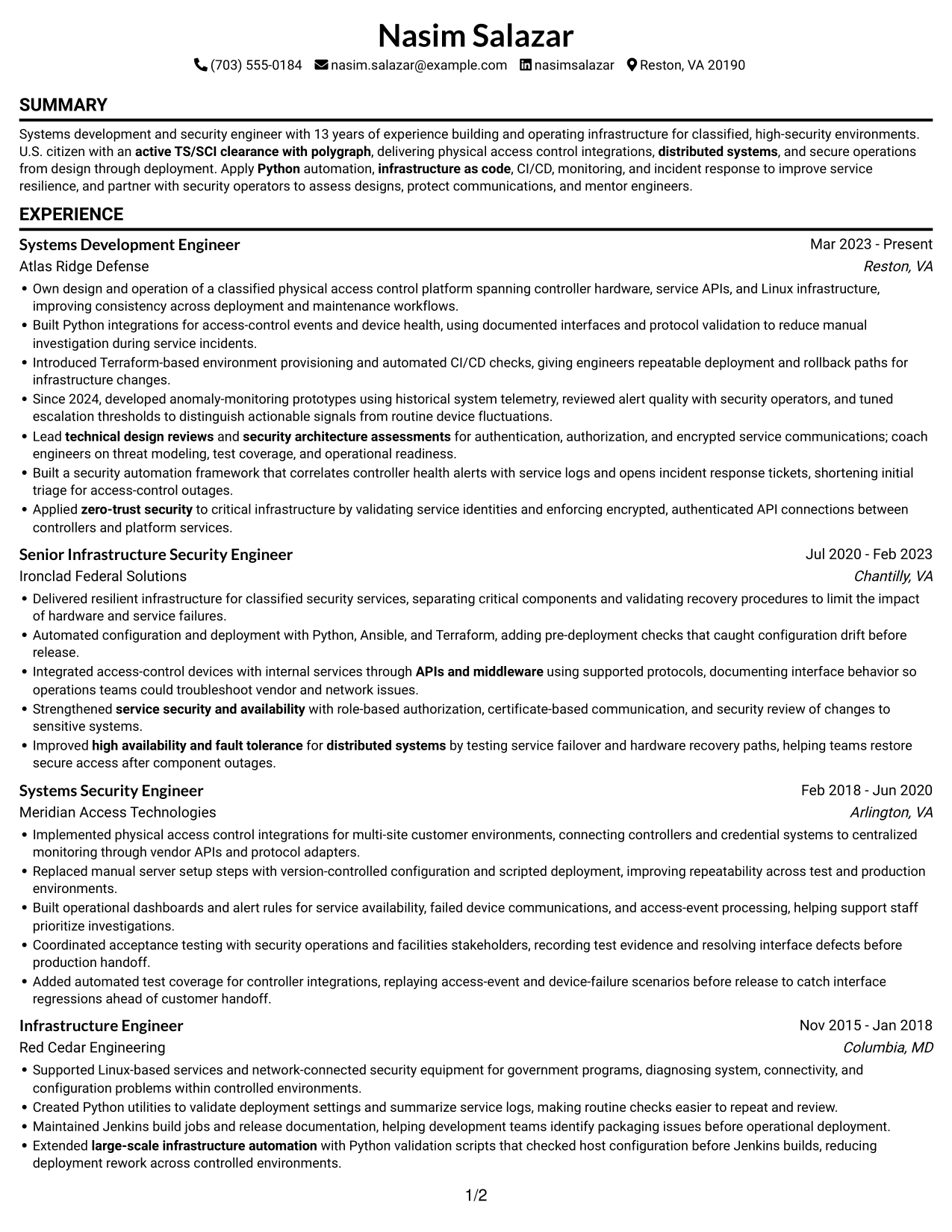 Resume example — page 1