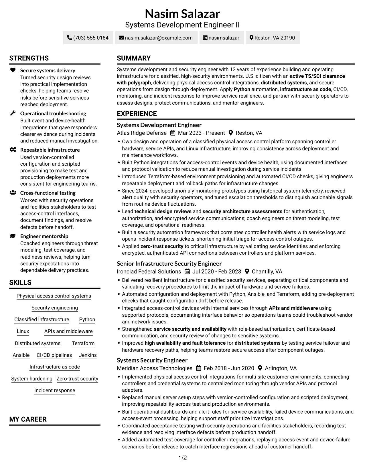 Resume example — page 1