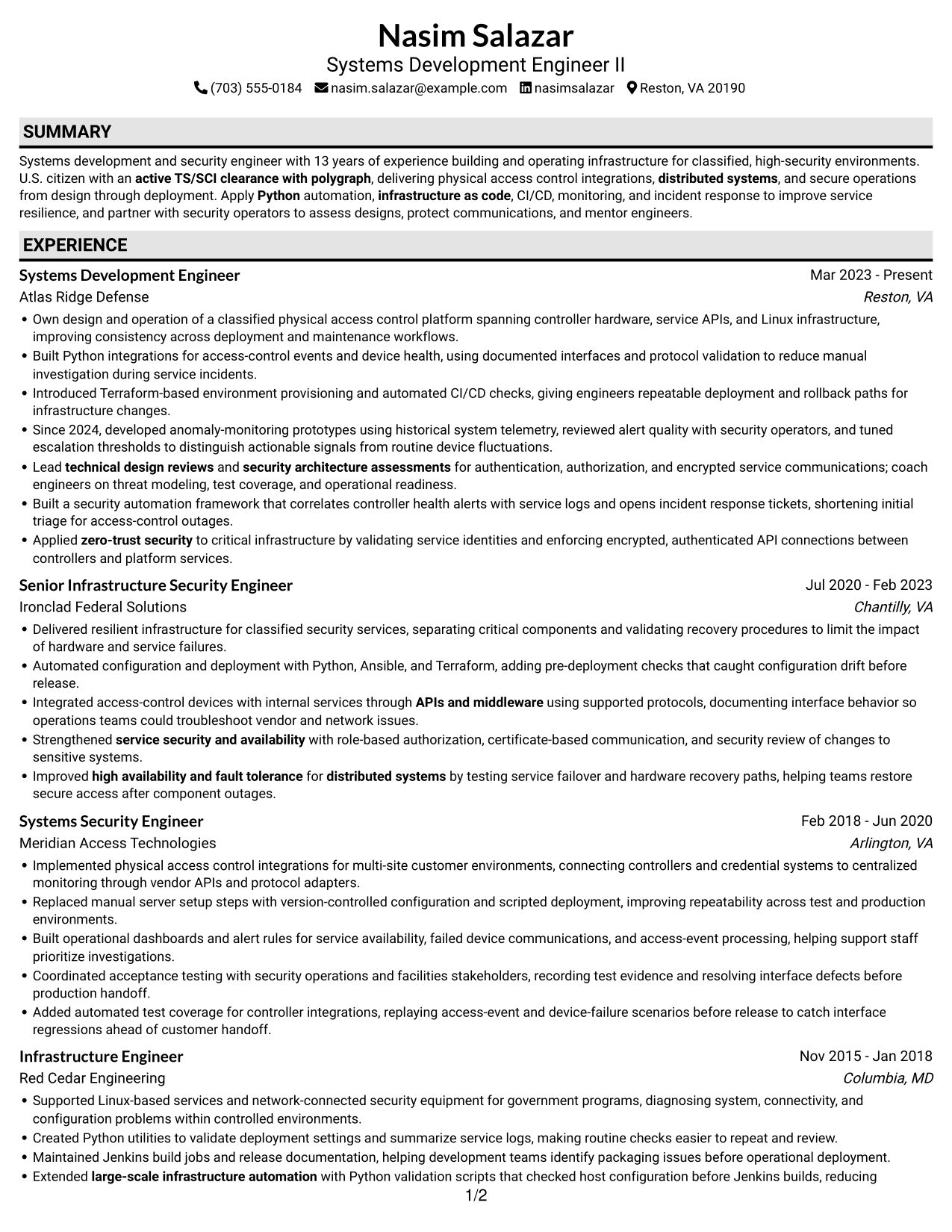 Resume example — page 1