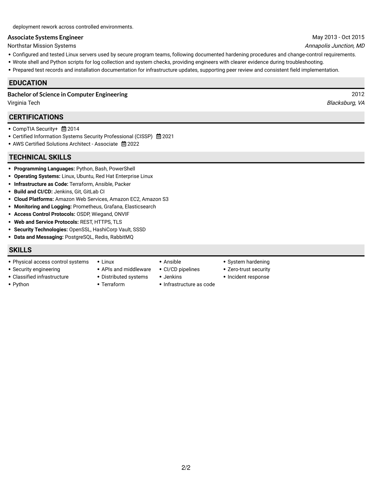 Resume example — page 2