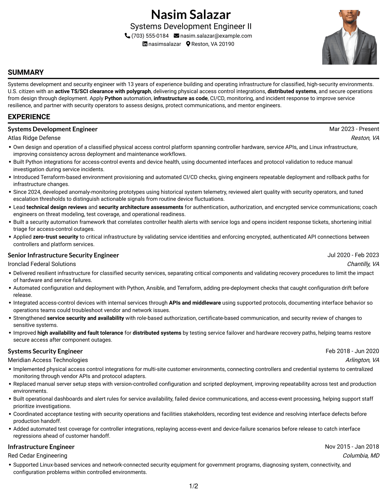 Resume example — page 1