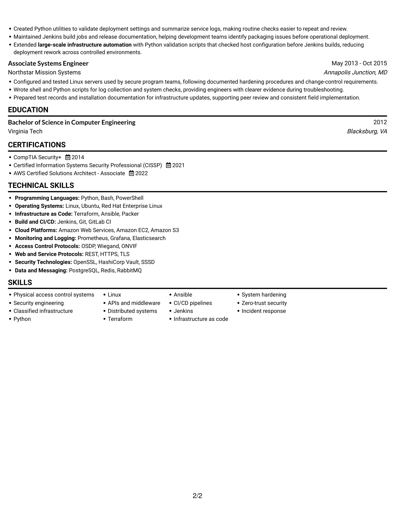Resume example — page 2