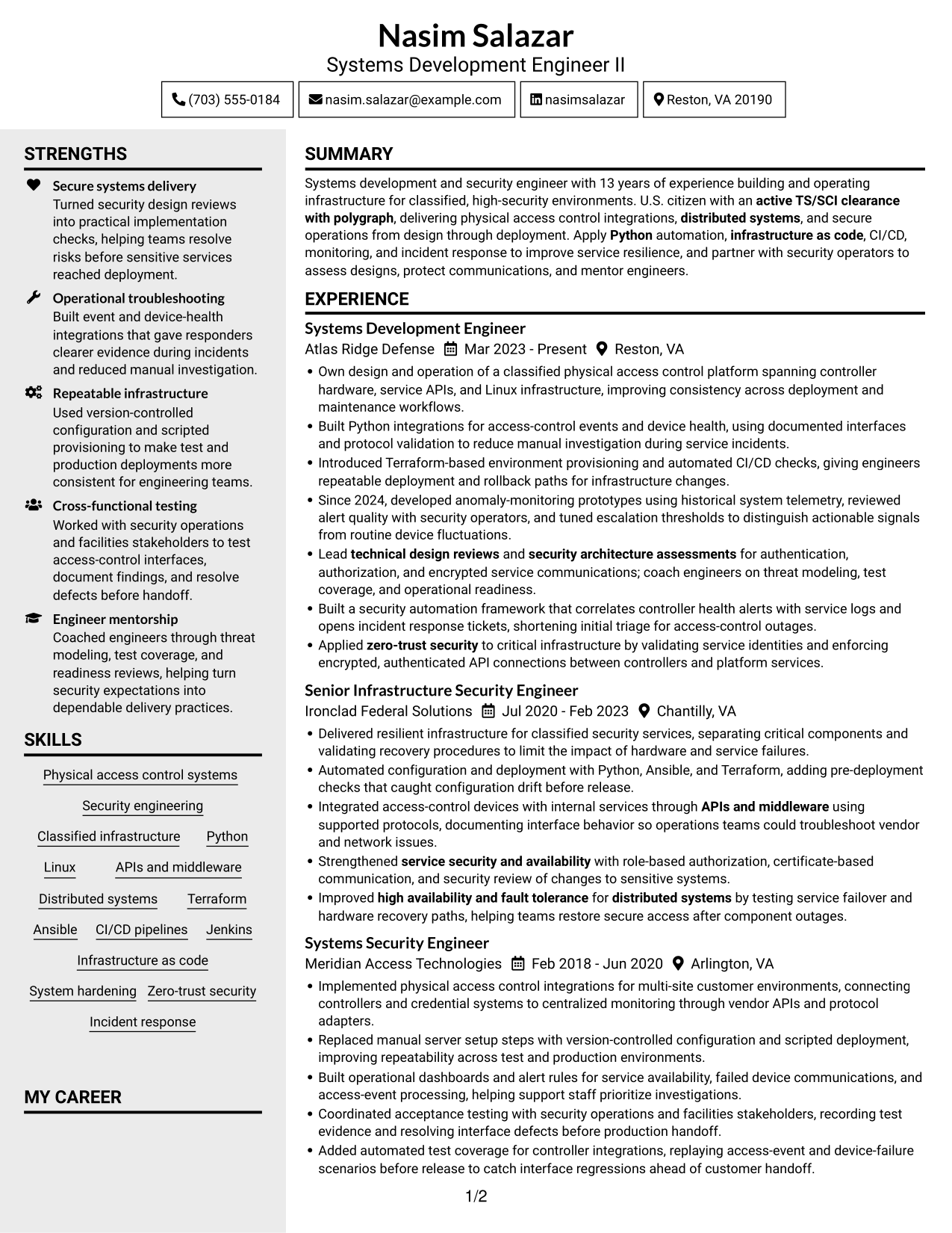 Resume example — page 1