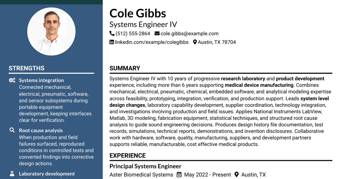 7 Systems Engineer IV Resume Templates with Example