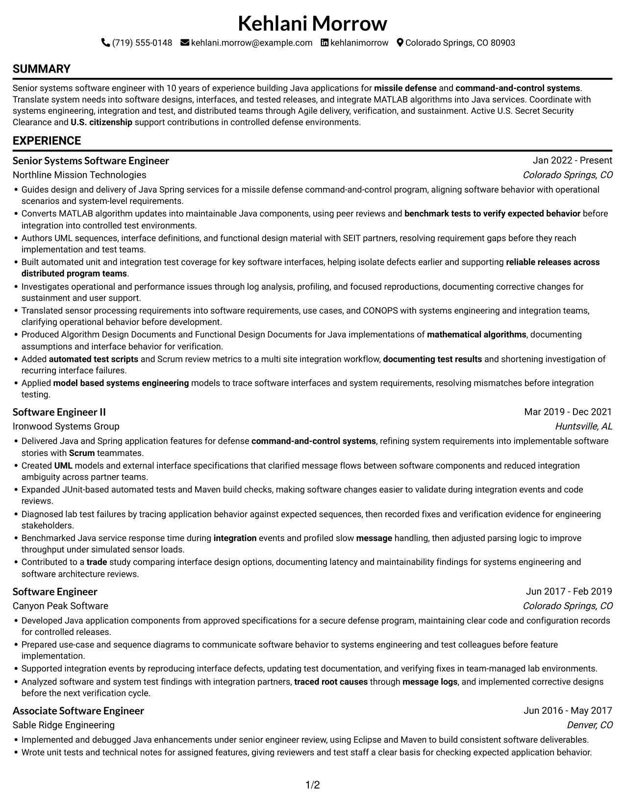 Resume example — page 1