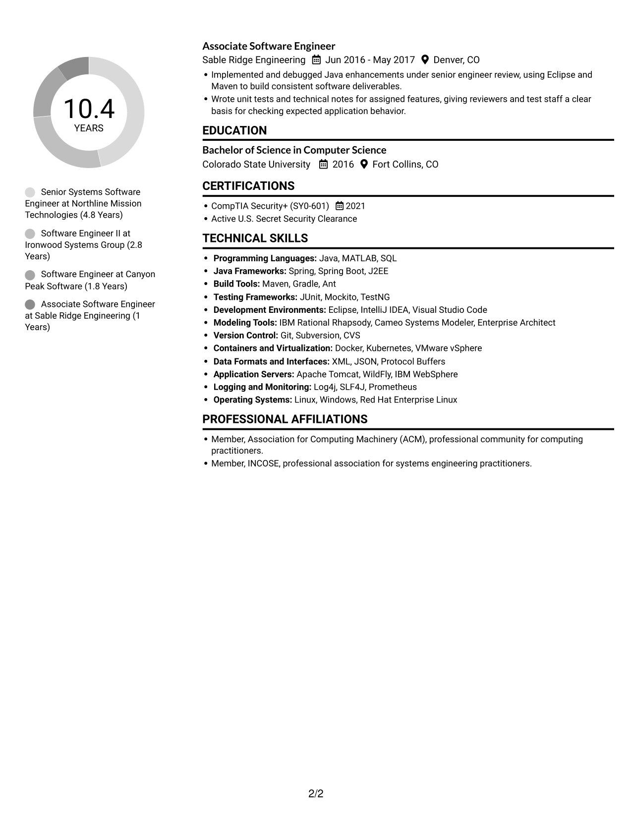 Resume example — page 2