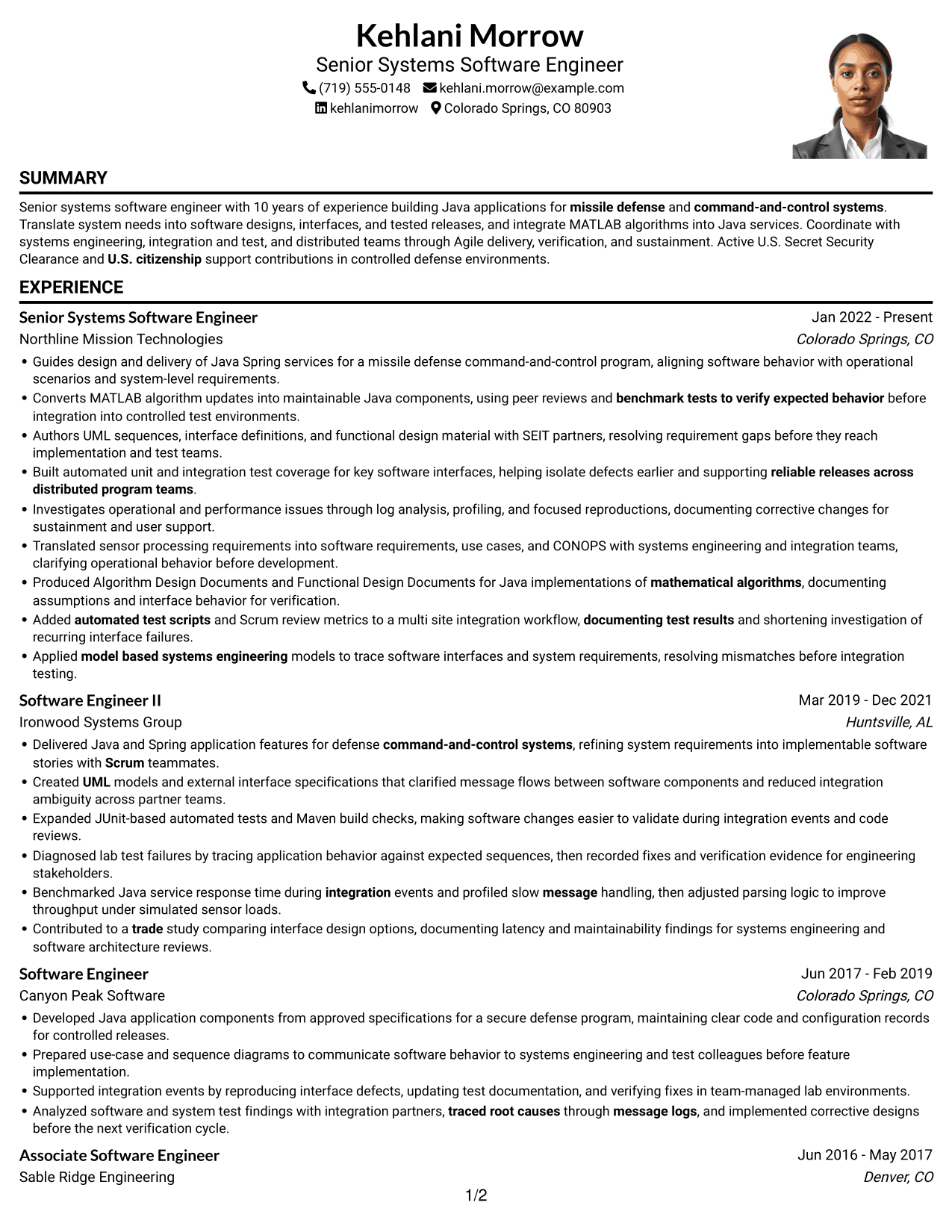 Resume example — page 1