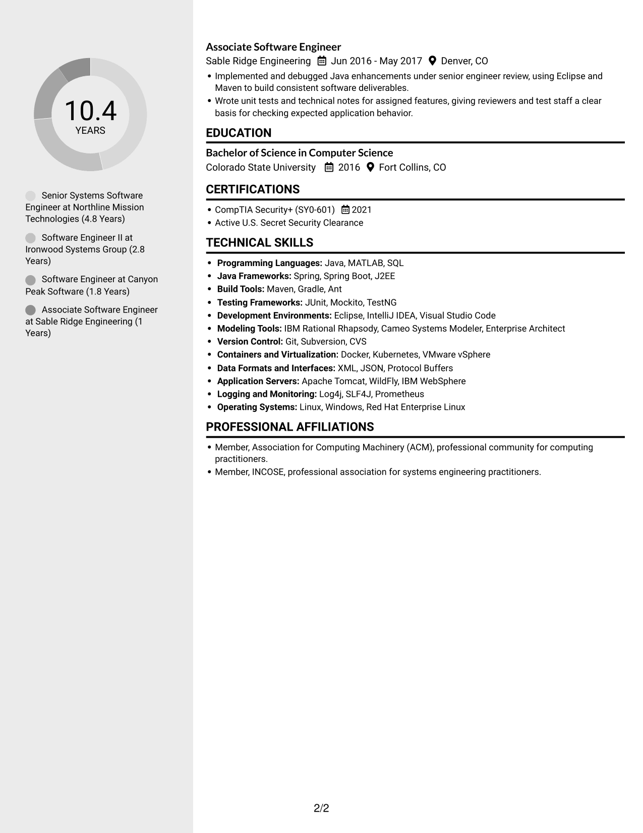 Resume example — page 2