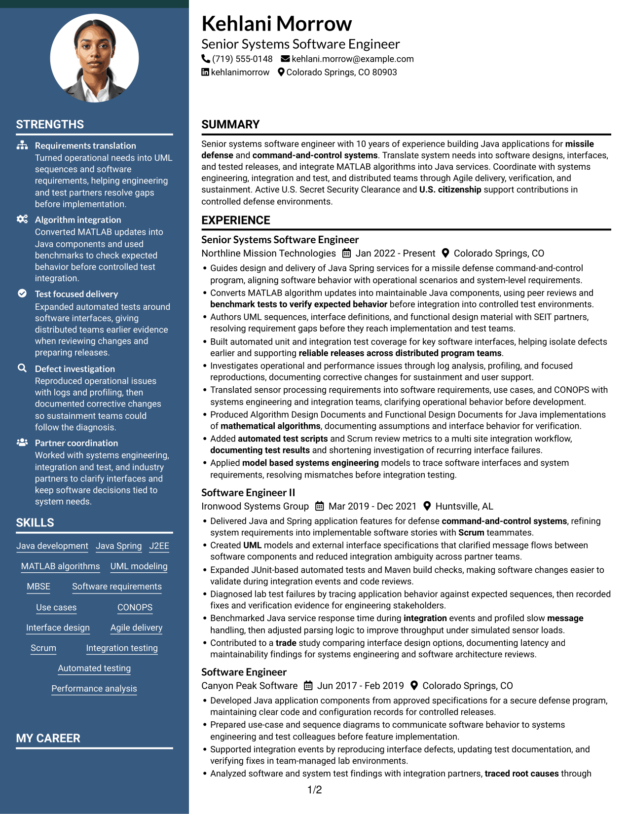 Resume example — page 1