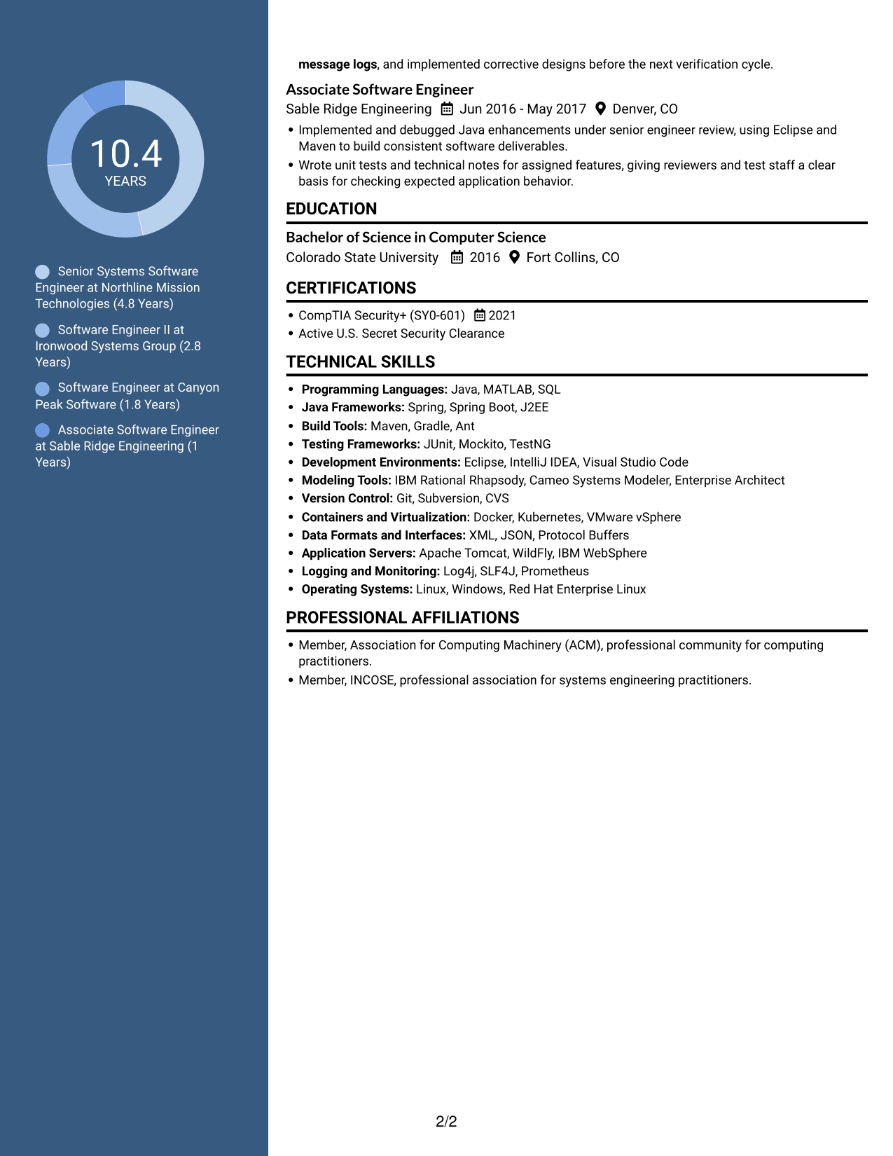 Resume example — page 2