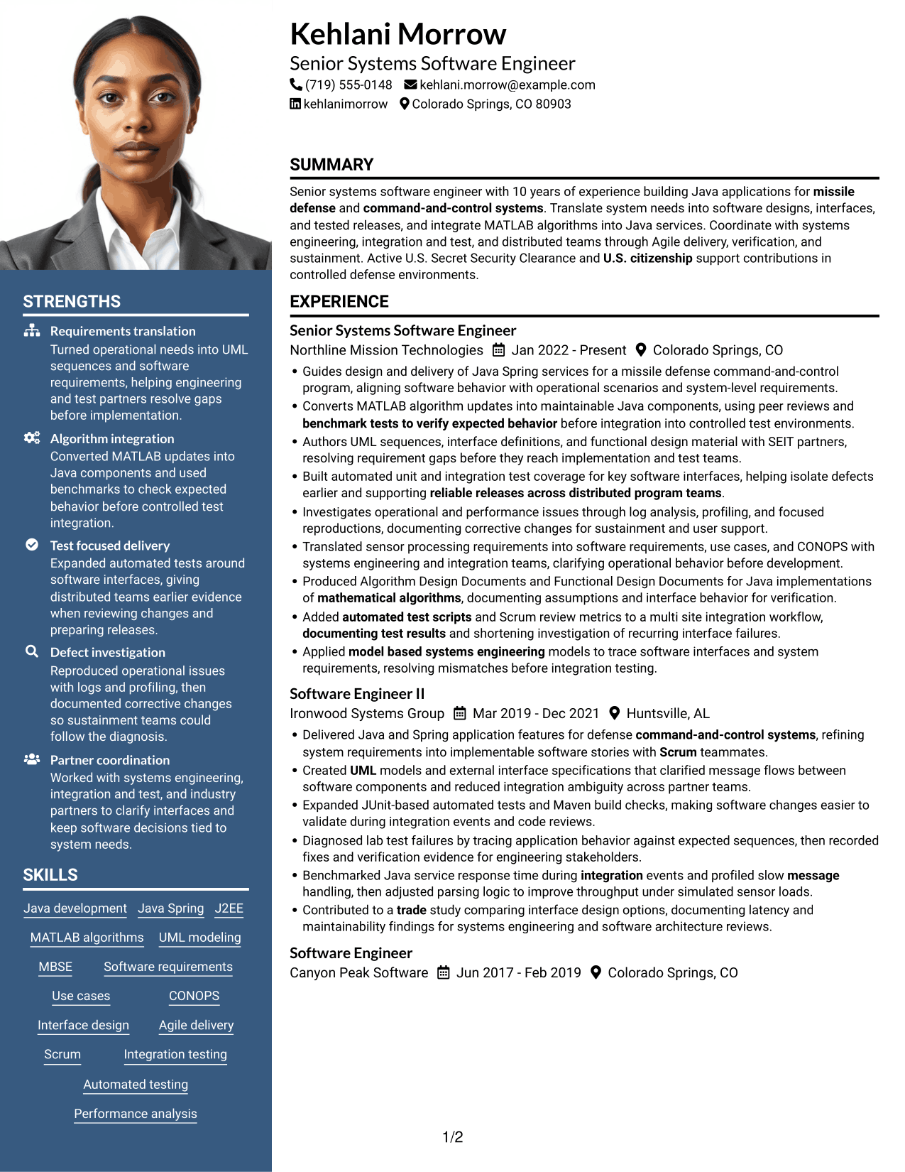 Resume example — page 1