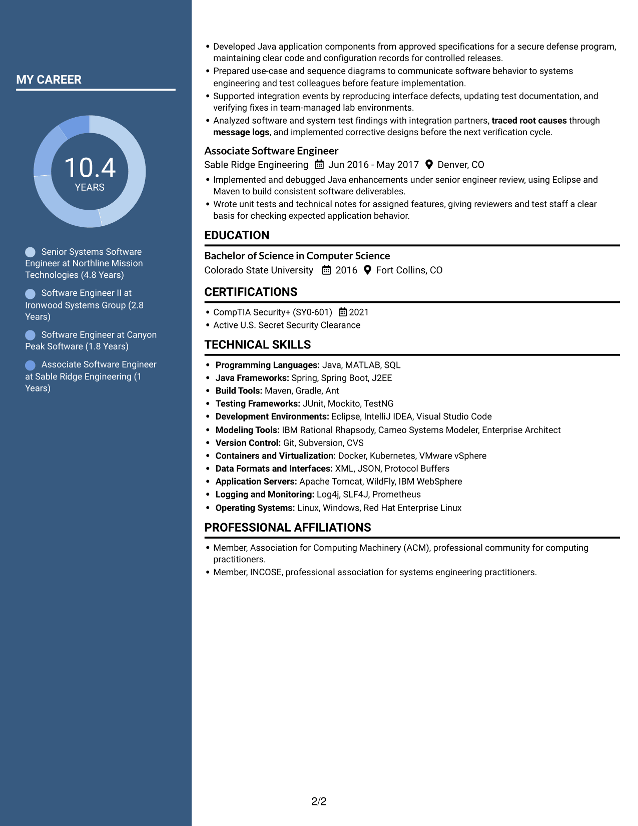 Resume example — page 2