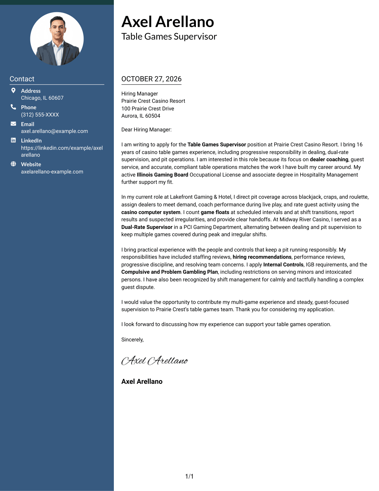 Cover letter example — page 1