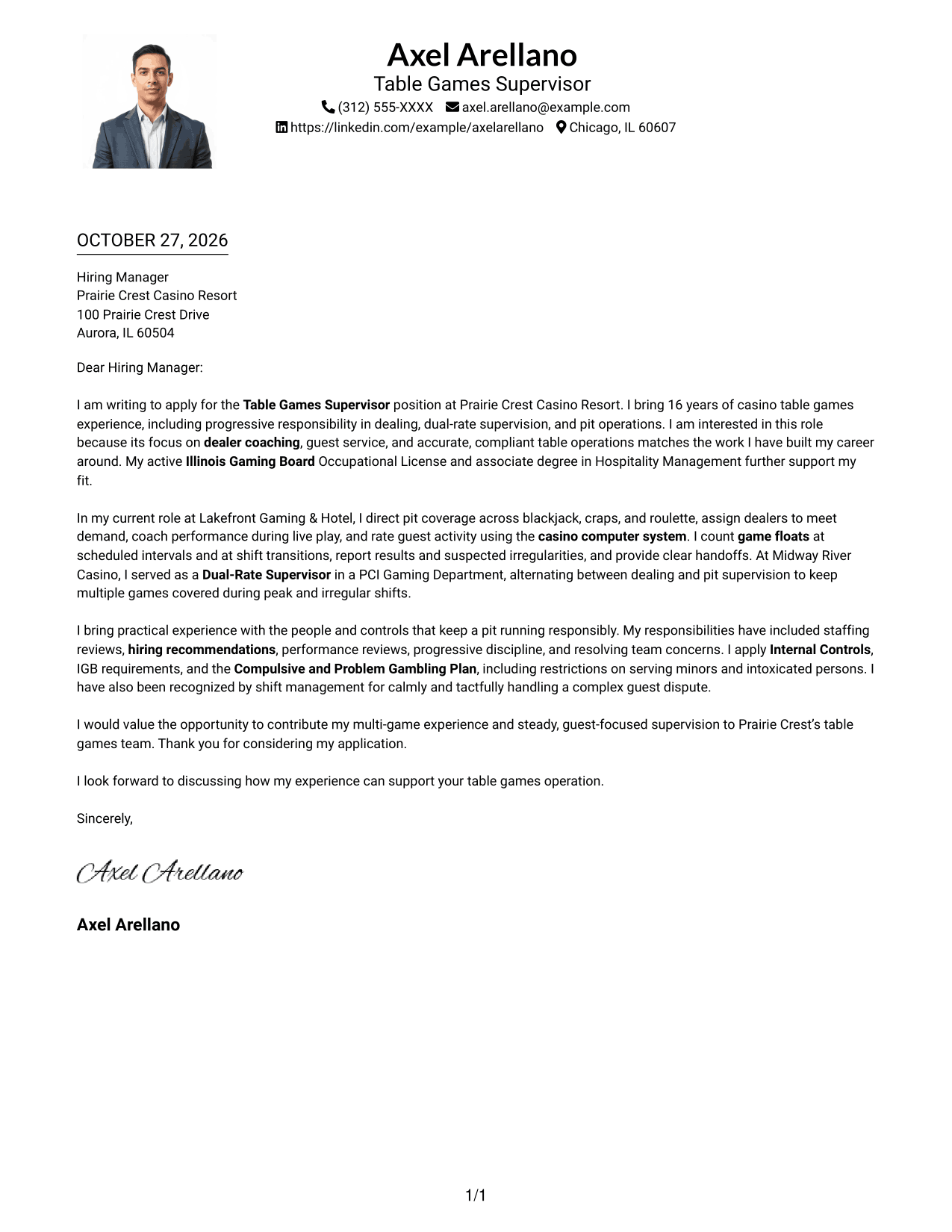 Cover letter example — page 1