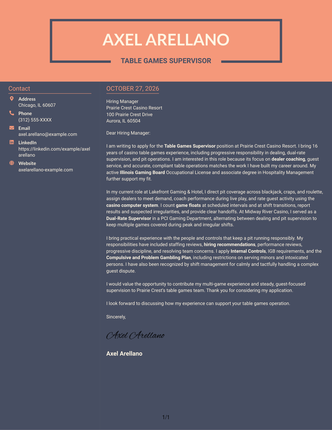 Cover letter example — page 1