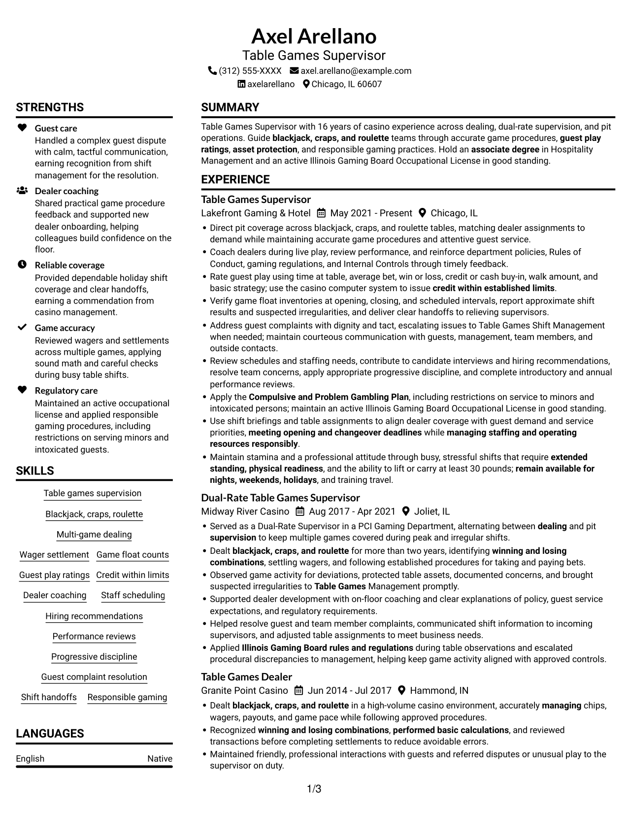 Resume example — page 1
