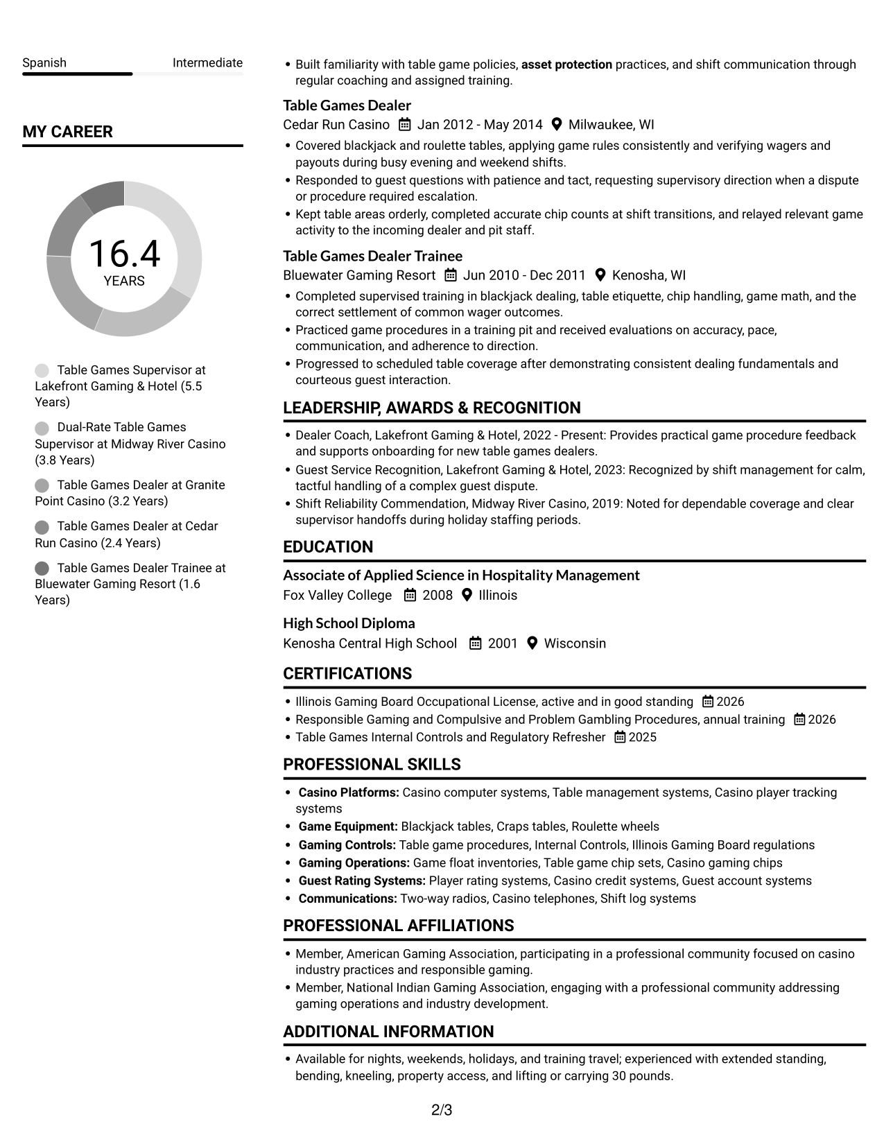 Resume example — page 2