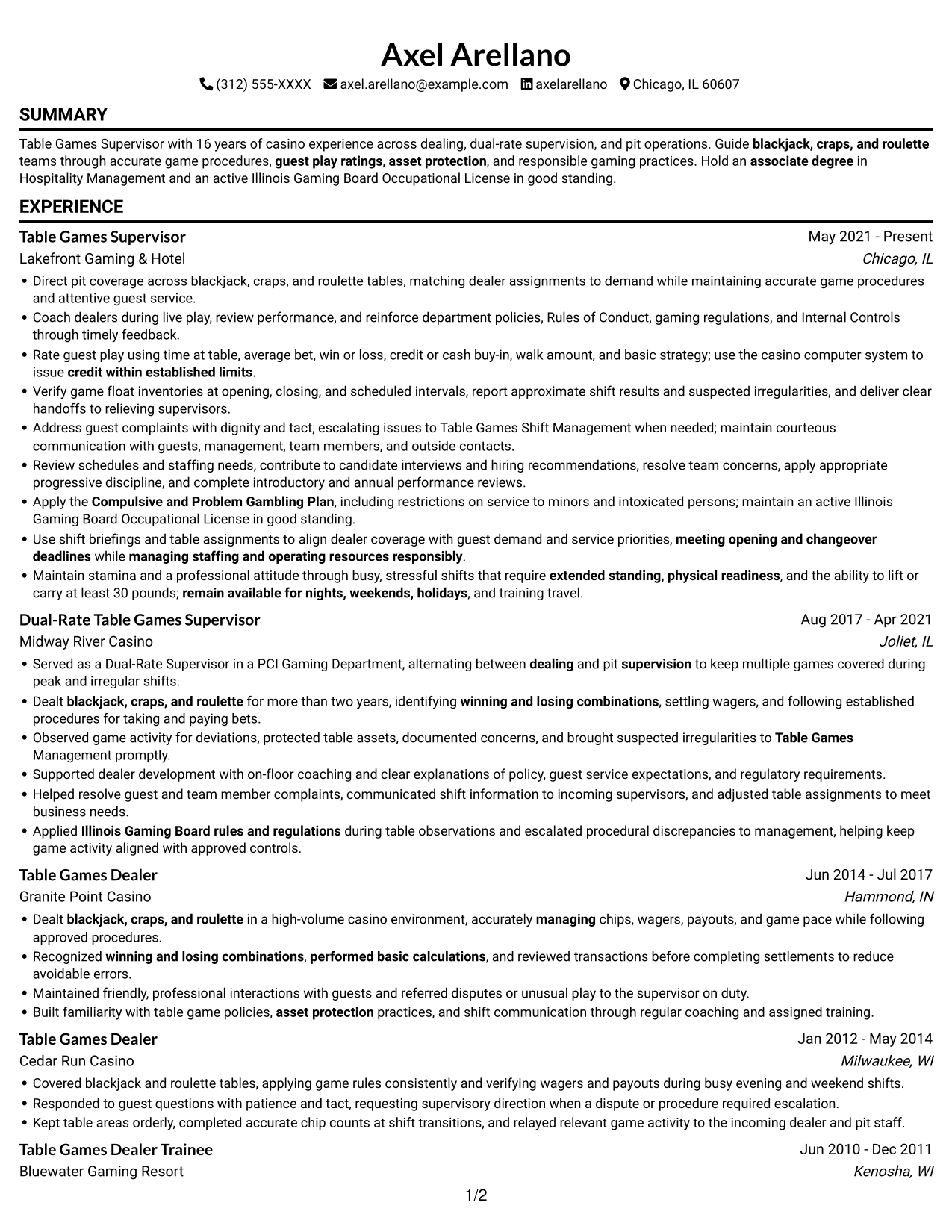 Resume example — page 1
