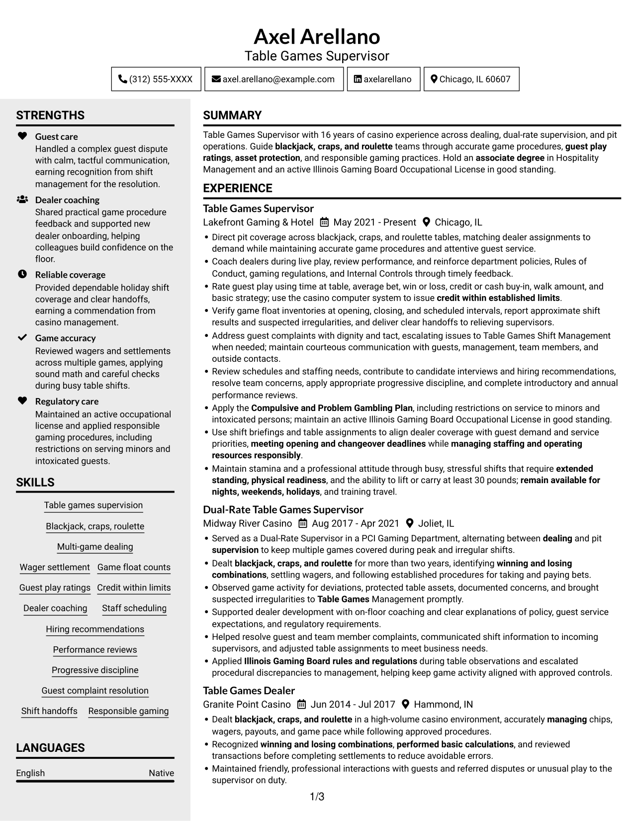 Resume example — page 1