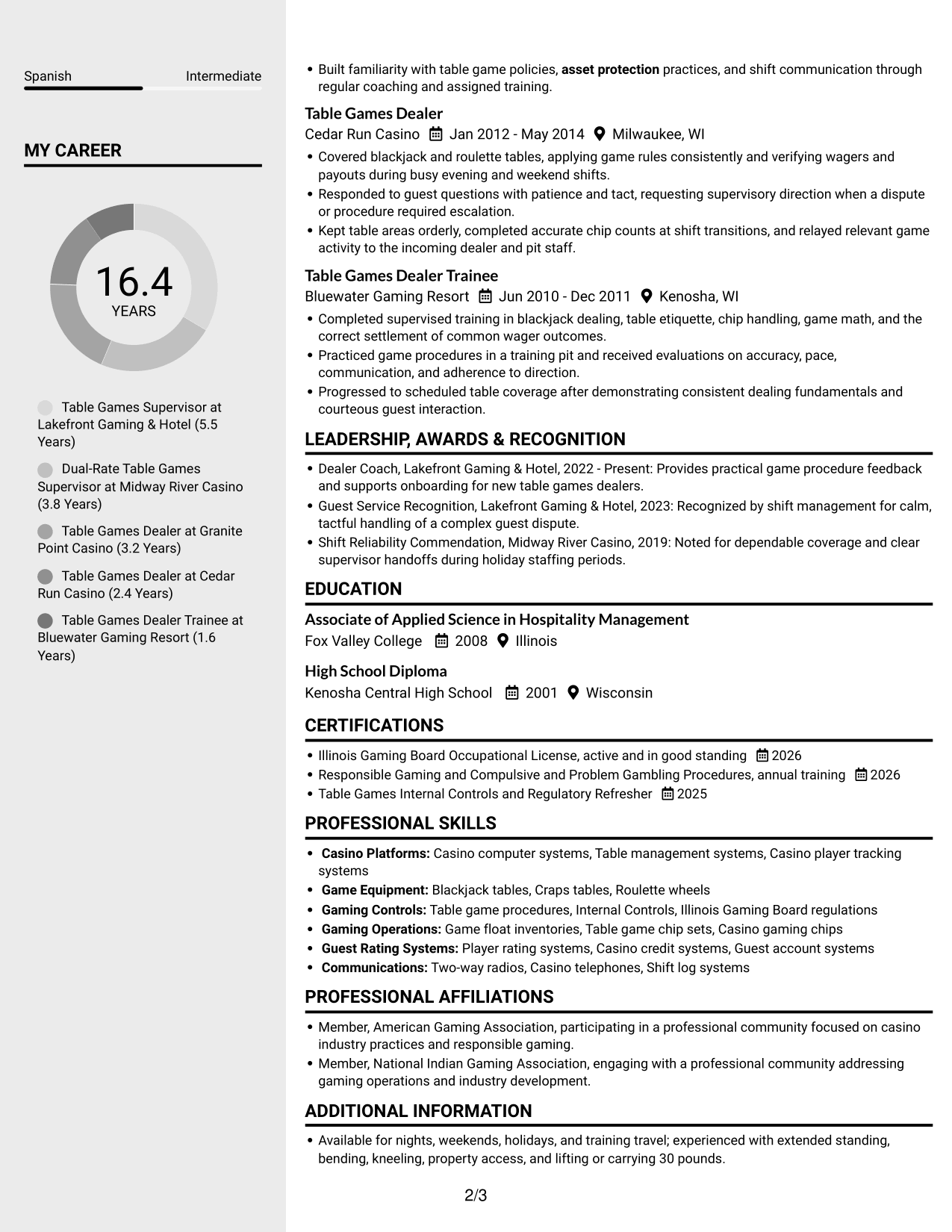 Resume example — page 2