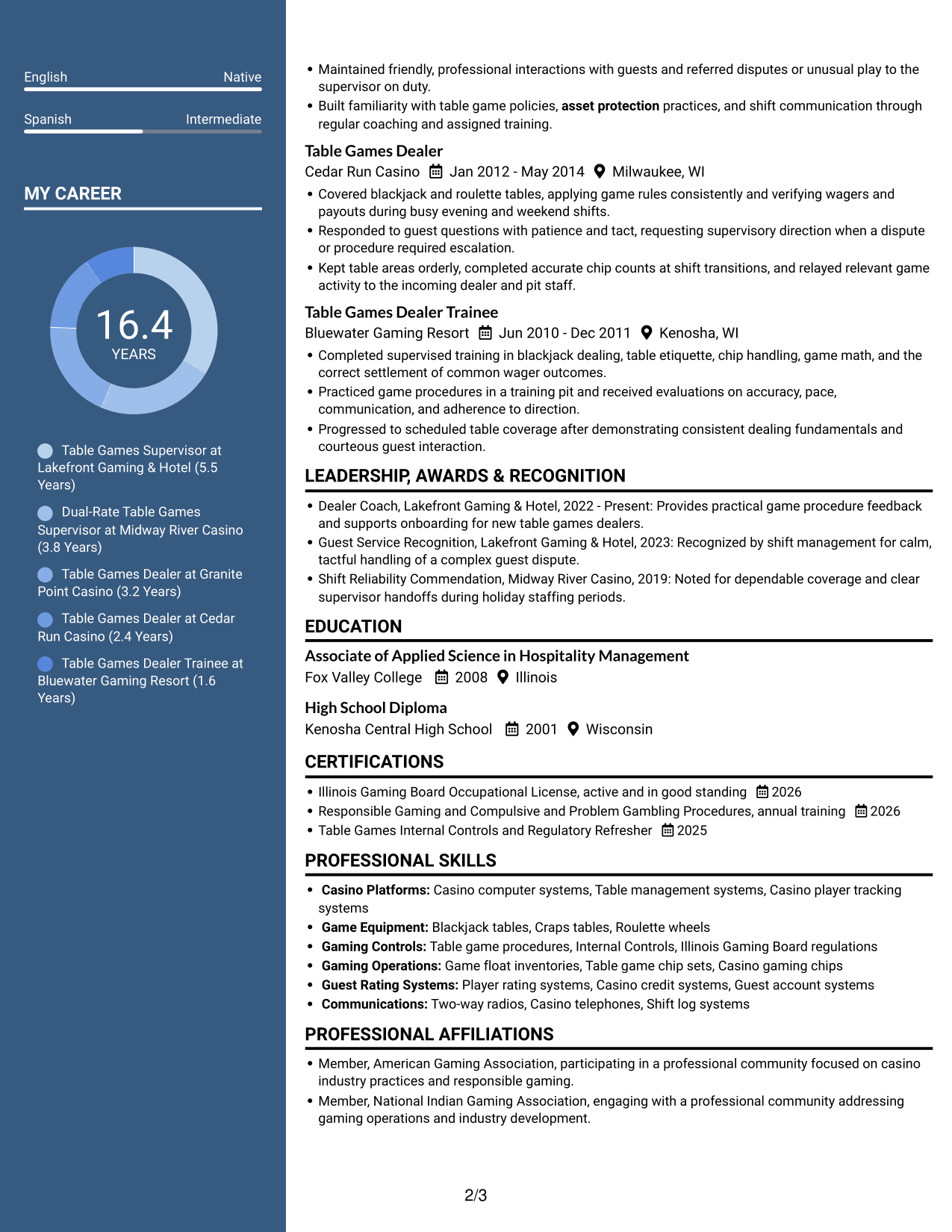 Resume example — page 2