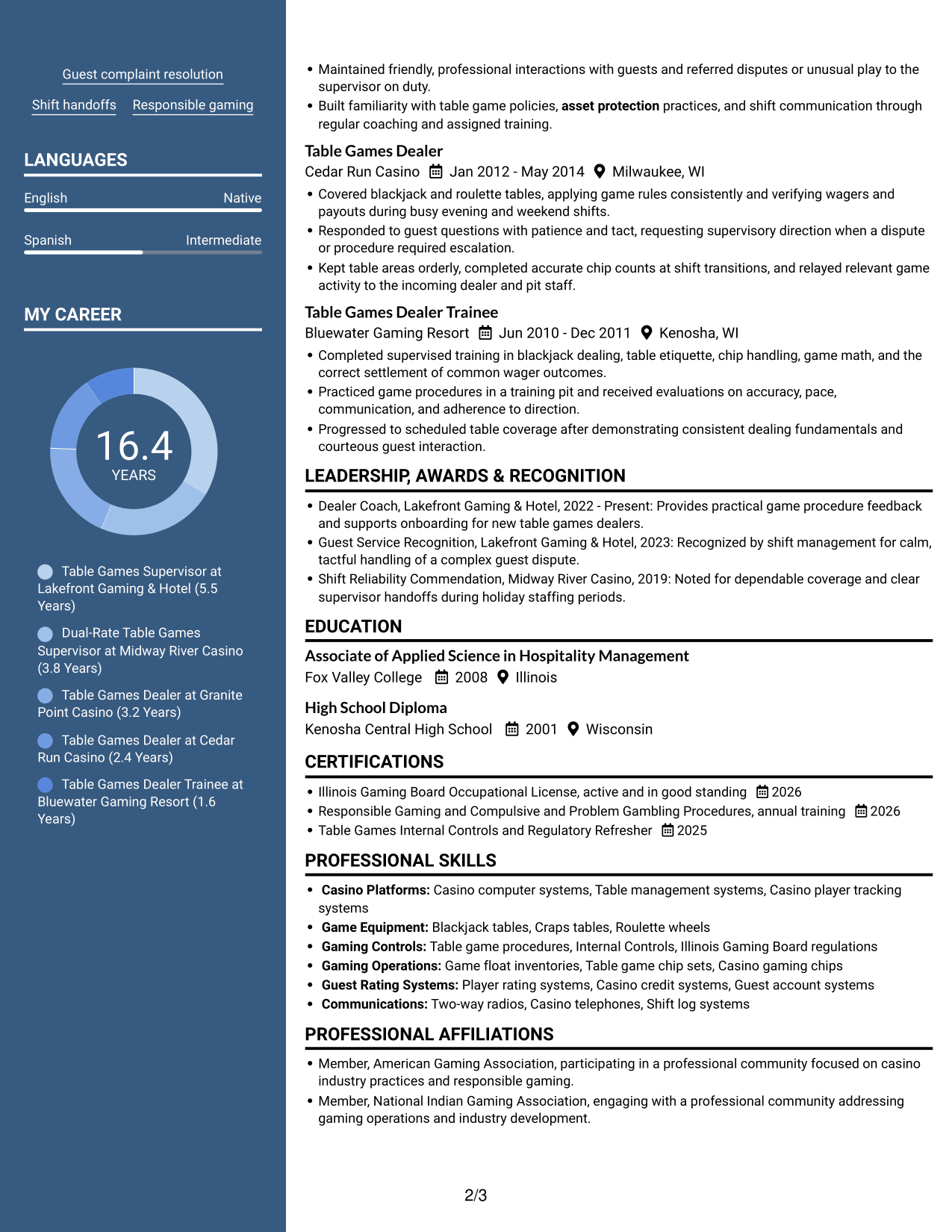 Resume example — page 2