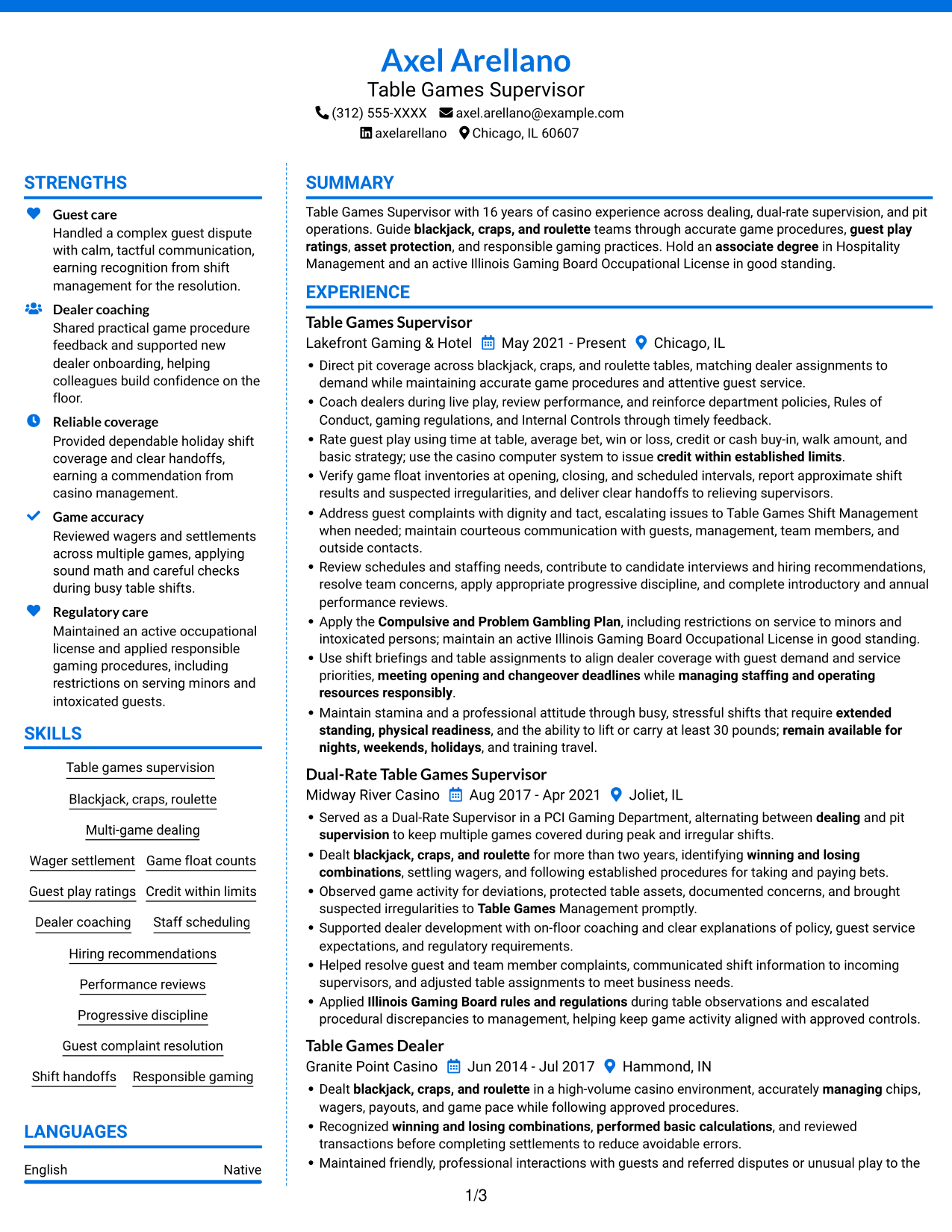 Resume example — page 1