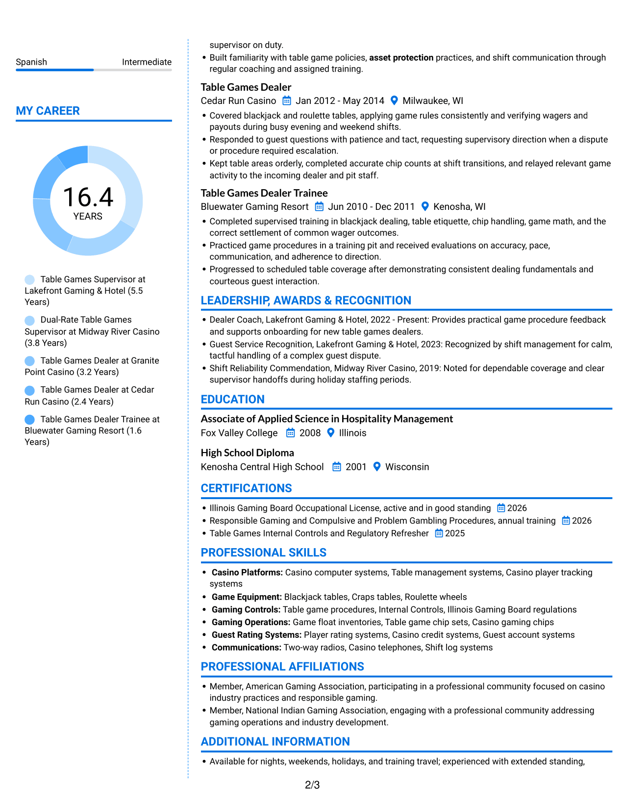 Resume example — page 2
