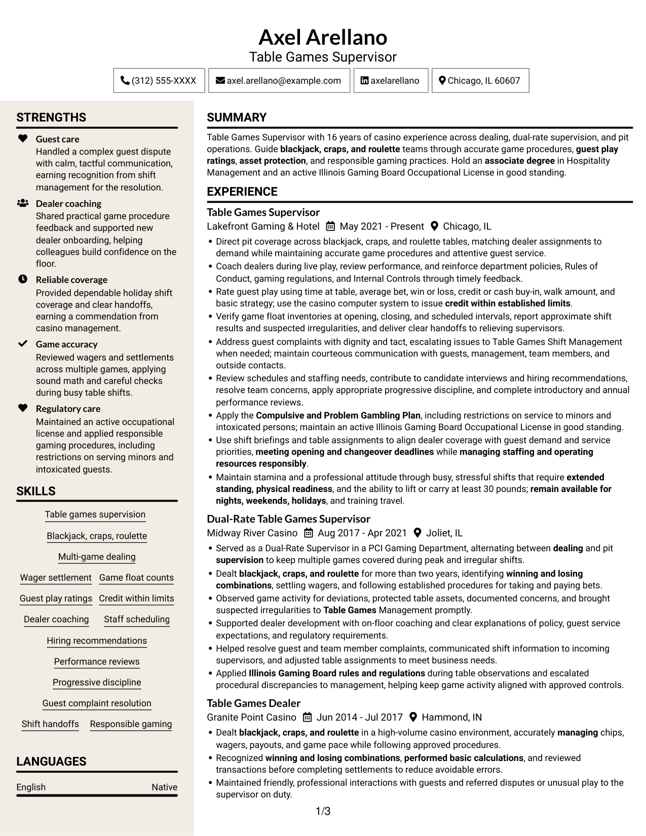 Resume example — page 1