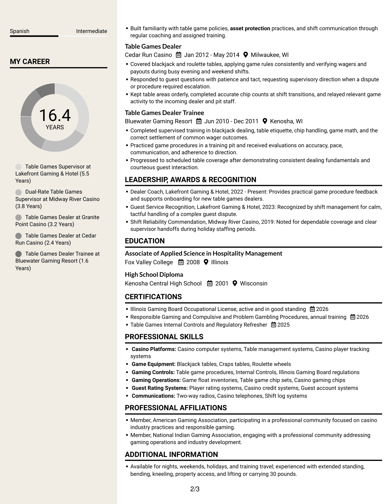 Resume example — page 2