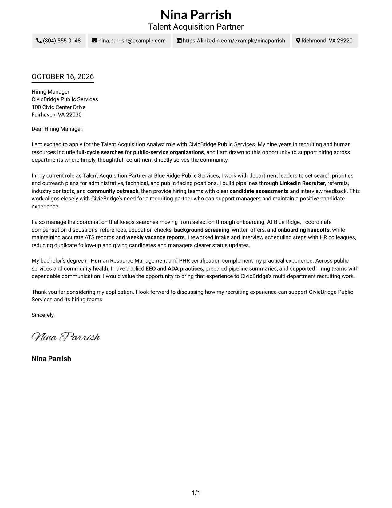 Cover letter example — page 1