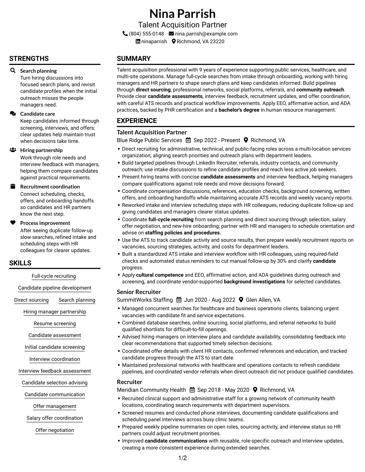 Resume example — page 1