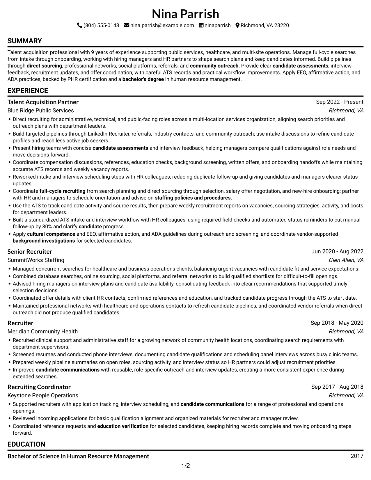 Resume example — page 1